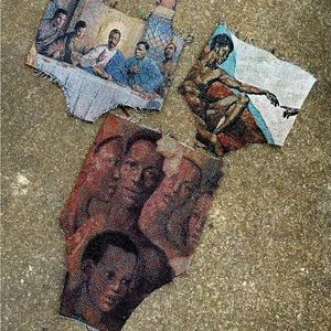 Black art tapestry tops.